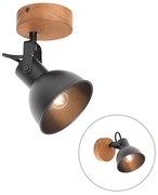 Priemyselný reflektor čierny s dreveným sklonom - Tommy