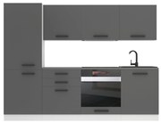 Kuchynská linka Belini Premium Full Version 240 cm šedý mat s pracovnou doskou SANDY
