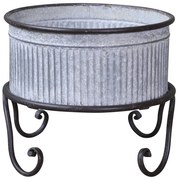 Plechový antik obal na kvetináč/lavór na nožičkách Groo - Ø 27*23cm