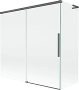 Mexen Rox, L posuvná 2-krídlová vaňová zástena 160 + 70 x 150 cm, 8mm číre sklo, brúsený grafit profil, 8C9L-160-070-66-00