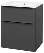 Mereo Mereo, Mailo, kúpeľňová skrinka s keramickým umývadlom 61 cm, čierne madlo, MER-CN530B