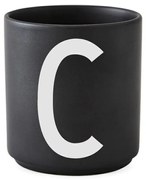 Čierny porcelánový hrnček Design Letters Alphabet C, 250 ml
