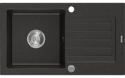 Mexen Pablo granitový jednokomorový drez s odkvapkávačom 752 x 436 mm, čierna/zlatá metalik - 6510751010-75