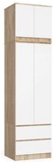 Šatníková skriňa s nástavcom STAR 234 cm biela/dub sonoma