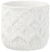 Biely cementový kvetináč s drhaným vzorom Scrubb - Ø20*18 cm