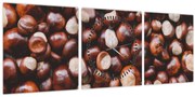 Obraz - Zrelé gaštany (s hodinami) (90x30 cm)