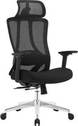 Kancelárska ergonomická stolička Neoseat TIYA — sieť / látka, čierna, nosnosť 150 kg