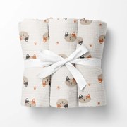 Biante Mušelínová plienka/dečka Nature MSN-061 Mačky na bielom - ZVÝHODNENÁ SADA 3 KS 70x70 cm - Sada 3 ks