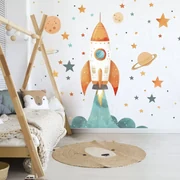 Vesmírna raketa - Detské nálepky na stenu