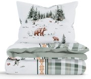 Vianočné predĺžené bavlnené obliečky Renforcé - Medvede v zime