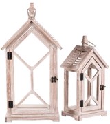 Súprava drevených lampášov Vilche 2 ks, bielo-hnedá