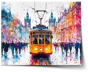 Sablio Plagát Žltá električka Paint - 60x40 cm