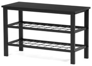 Botník 2 police, bez potahu, kov - černý matný lak