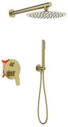 Invena Alonia, podomietková sprchová súprava s ručnou a hlavovou sprchou, zlatá matná, INV-BS-70-009-V