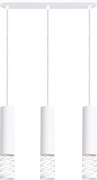 Závesné svietidlo Lami, 3x biele kovové tienidlo