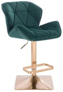 LuxuryForm DESIGN Barová stolička MILANO VELUR na zlatej hranatej podstave - zelená