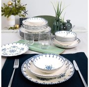 24-dielna jedálenská súprava biela/modrá/porcelán