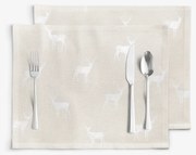 Goldea vianočné prestieranie na stôl natura – jeleňe na režnej - sada 2ks 30 x 40 cm