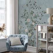 Fototapeta – Modrá kvetinová záhrada (147x102 cm)