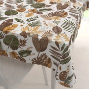 Biante Bavlnený obdĺžnikový obrus Sandra SA-540 Hnedo-zelené listy na bielom 50x100 cm