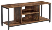 VASAGLE TV skrinka s otvorenými priehradkami 120 × 40 × 50 cm – vintage hnedá a čierna LTV060B01