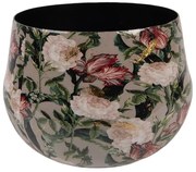 Šedá kovová dekoračná váza s kvetmi Margo - Ø 13*10 cm