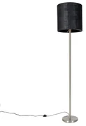 Moderná stojaca lampa oceľ s tienidlom čierna 40 cm - Simplo