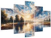 Obraz - Maľba slnka nad vodou (150x105 cm)