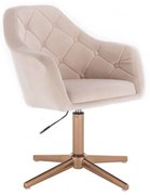 LuxuryForm DESIGN Kreslo ANDORA VELUR na zlatom kríži - krémové