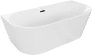 Mexen Oval, voľne stojaca nástenná vaňa 180 x 80 cm, biela, čierny matný prepad, 52671808000-70