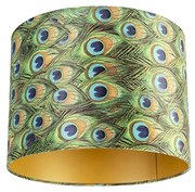 Zamatový tienidlo na lampu s dizajnom páva 40/40/30 so zlatým vnútrom