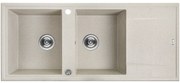 Laveo Megalo, 2-komorový granitový drez 1160x500x185 mm s dlhým odkvapávačom, béžová, LAV-SBE_421T