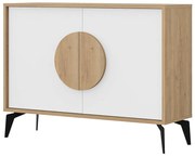 Nízka komoda v dekore duba v bielo-prírodnej farbe 110x82 cm Vae – Marckeric