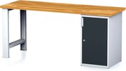 Dielenský pracovný stôl MECHANIC I, pevná noha + dielenská skrinka na náradie, 2000 x 685 x 880 mm, grafitové dvere