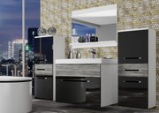 Kúpeľňový nábytok Belini čierny lesk / šedý antracit Glamour Wood  + umývadlo + zrkadlo  ROD PM 4/0/W/BGW/0/ZW