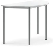 Stôl SONITUS, polkruh, 1200x600x760 mm, HPL - šedá, biela