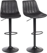 HOMCOM Bar Stools 2-Pack, Padded Metal Frame Bar Chairs with Backrest, Height-Adjustable Kitchen Stools with Footrest, 360° Swivel, Counter Stools for