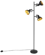 Priemyselná stojaca lampa čierna so zlatom 3-svetlo - Tommy