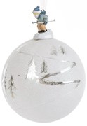 SKLENENÁ VIANOČNÁ BANKA NA STROMČEK (FI) 10 CM VZOROVANÁ