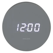 Karlsson 5981GY dizajnové LED hodiny s budíkom sivá, pr. 9 cm