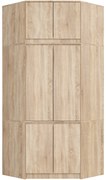 Rohová šatní skříň CLP 100 cm 6D dub sonoma