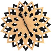 AMADEA Drevené hodiny kvet, kombinácia drevo/čierna, priemer 30 cm