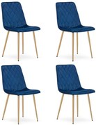 Set štyroch jedálenských stoličiek TURIN zamatový tmavomodrý (naturálne nohy) 4 ks