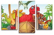 Sablio Obraz - 3-dílný Dinosauři 4 - 75x50 cm
