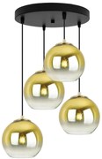 Závesné svietidlo Bergen Gold, 4x zlaté/transparentné sklenené tienidlo (fi 15cm), o