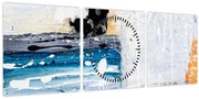 Obraz - Abstraktné ťahy (s hodinami) (90x30 cm)