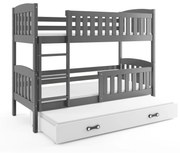 Poschodová posteľ s prístelkou KUBO 3 190x90 | Grafitová - Biela