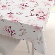 Biante Bavlnený obdĺžnikový obrus Sandra SA-583 Ružové kvety s vetvičkami na bielom 50x100 cm