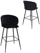 Barová stolička Ganta Black, čierny zamat, glamour štýl