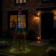 Vianočná stojaca lampa čierna 240 cm vrátane LED RGB IP44 s diaľkovým ovládaním - Nagi